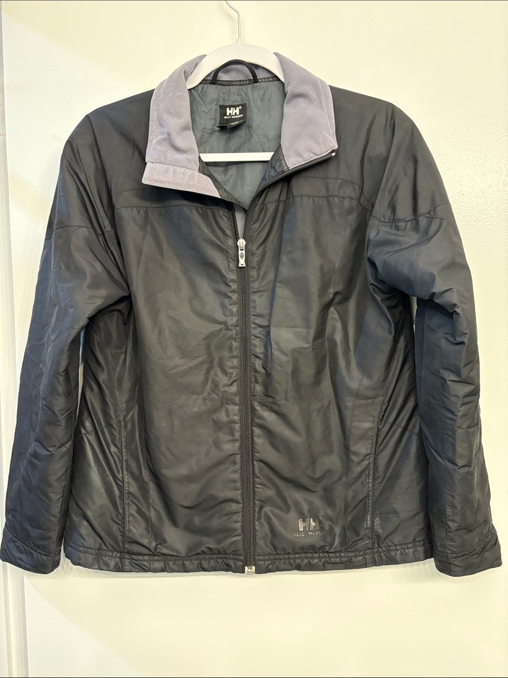Helly Hansen Black Ski Jacket with Light Gray Collar